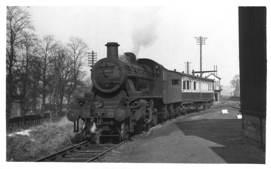 46443 and inpector's coach Blackwell sidings 1955